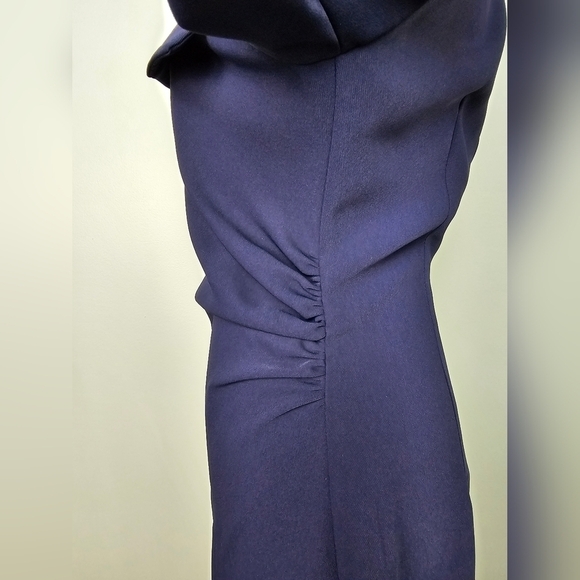 ZARA NAVY BLUE Ruched Zippered SHIRTDRESS MIDI XS - Picture 4 of 13